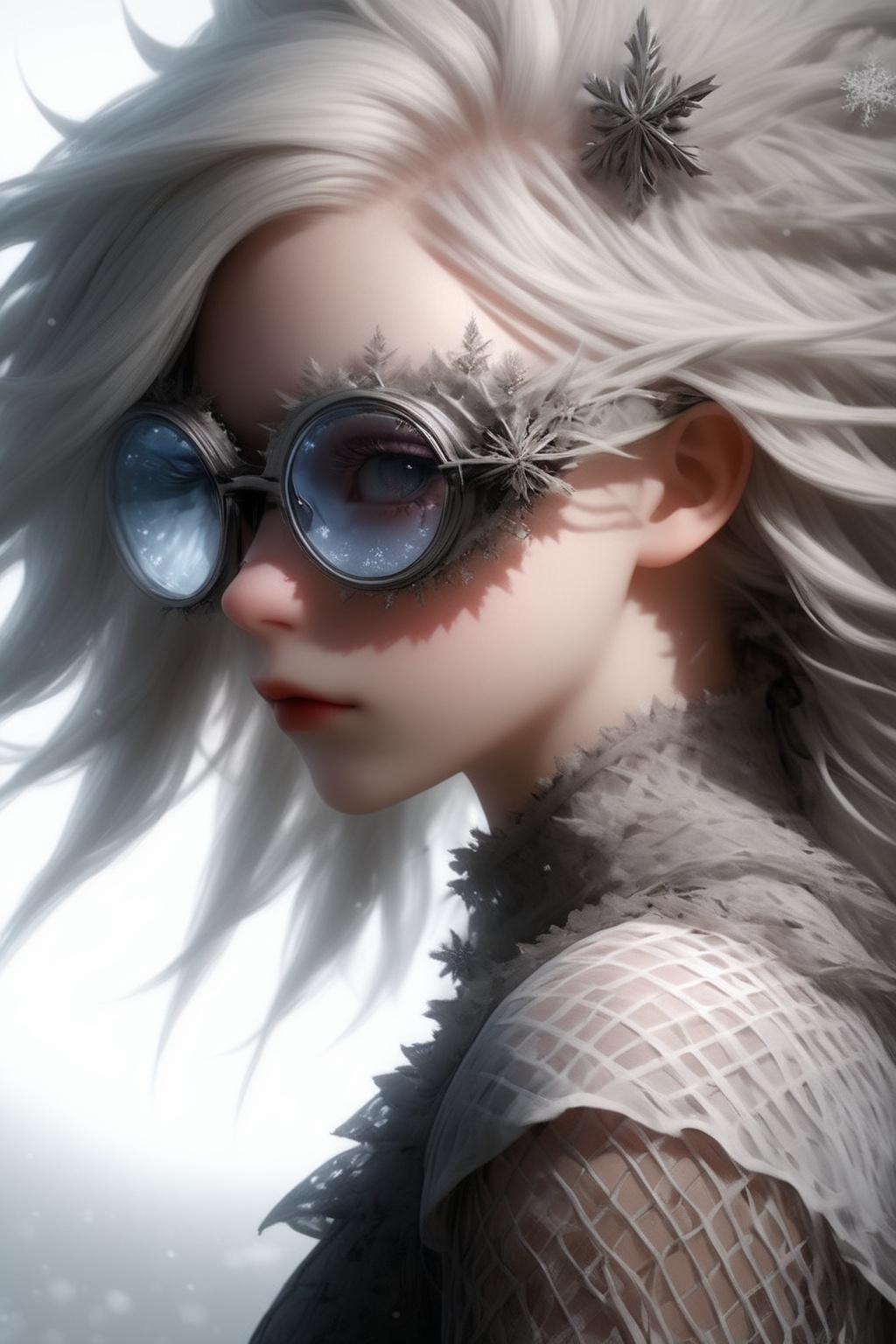 1 girl,  (masterful),  albino demon girl with lethargic sleepy smokey eyes on Tensor.Art