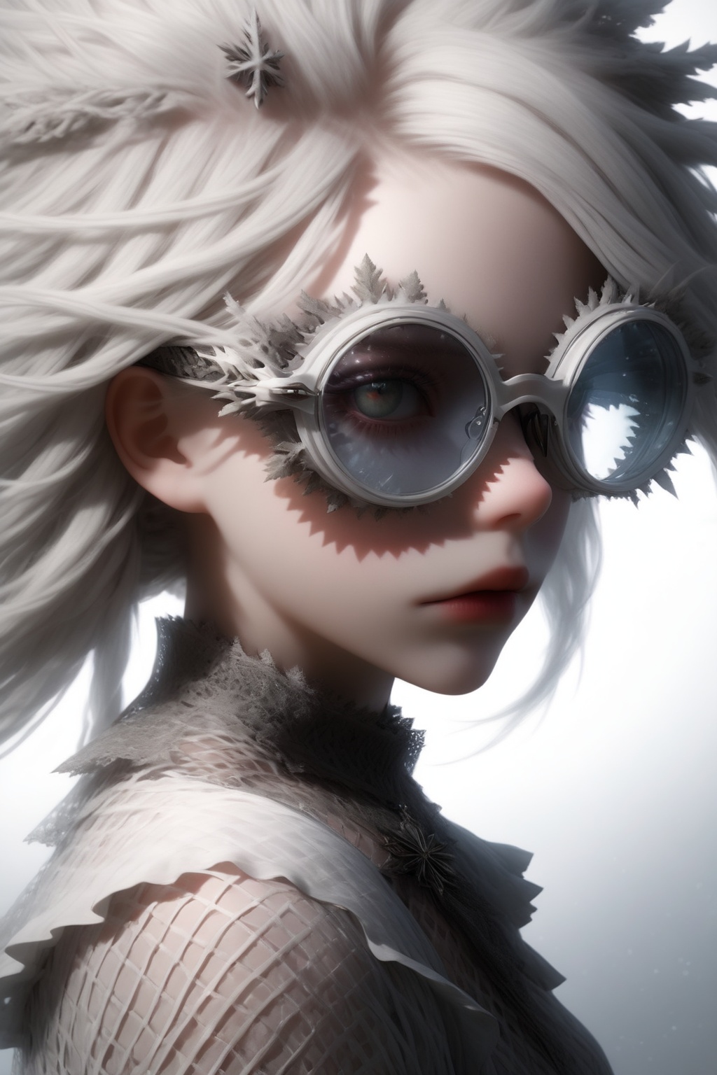 1 girl,  (masterful),  albino demon girl with lethargic sleepy smokey eyes on Tensor.Art