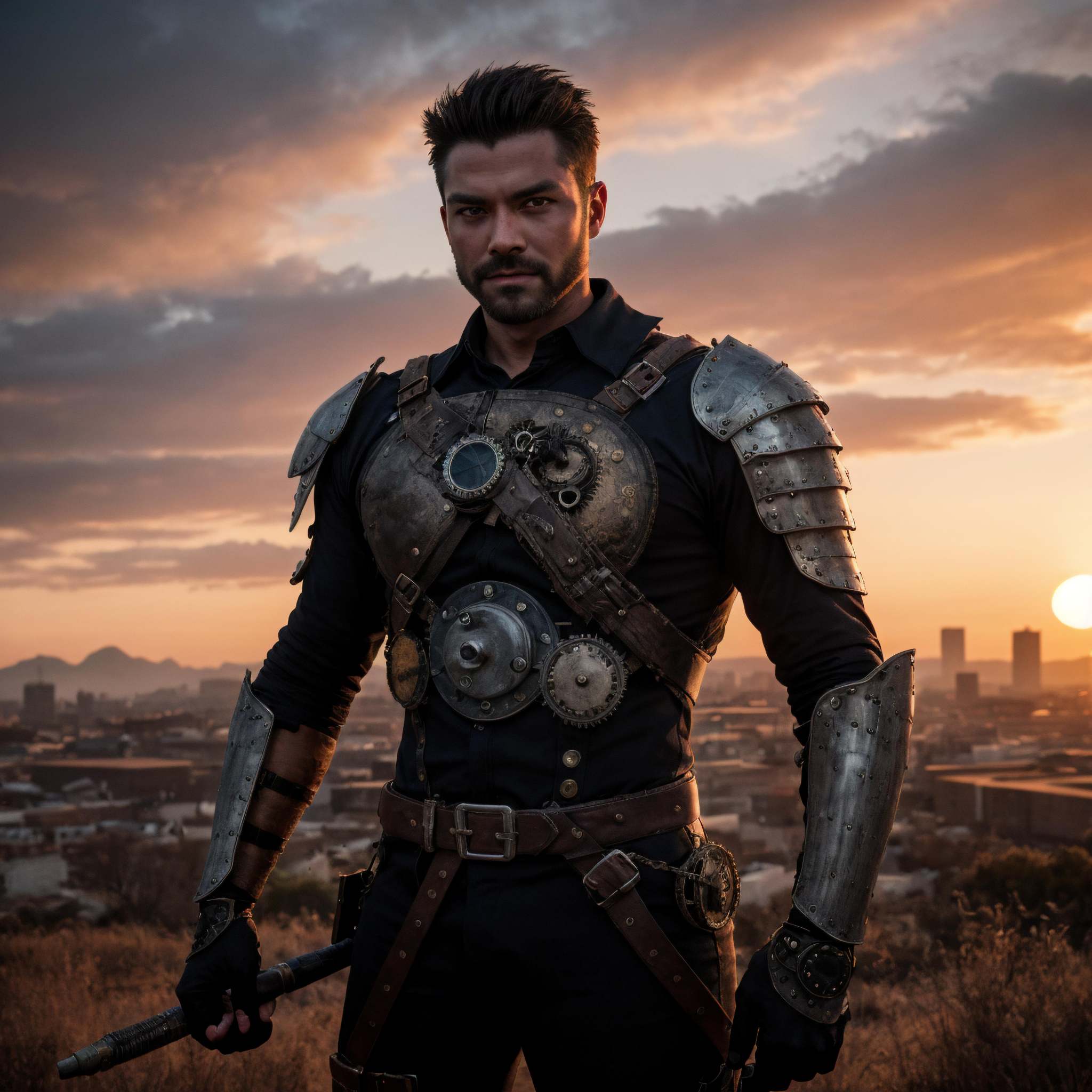 steampunk warrior man,  best quality,  HDR on Tensor.Art