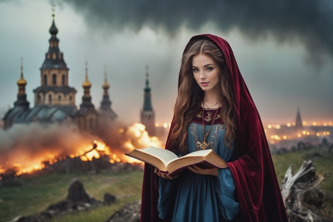 breathtaking epic portrait of touching by her necromancy magic book intricately crafted by ancient demons,  wearing [ : di...
