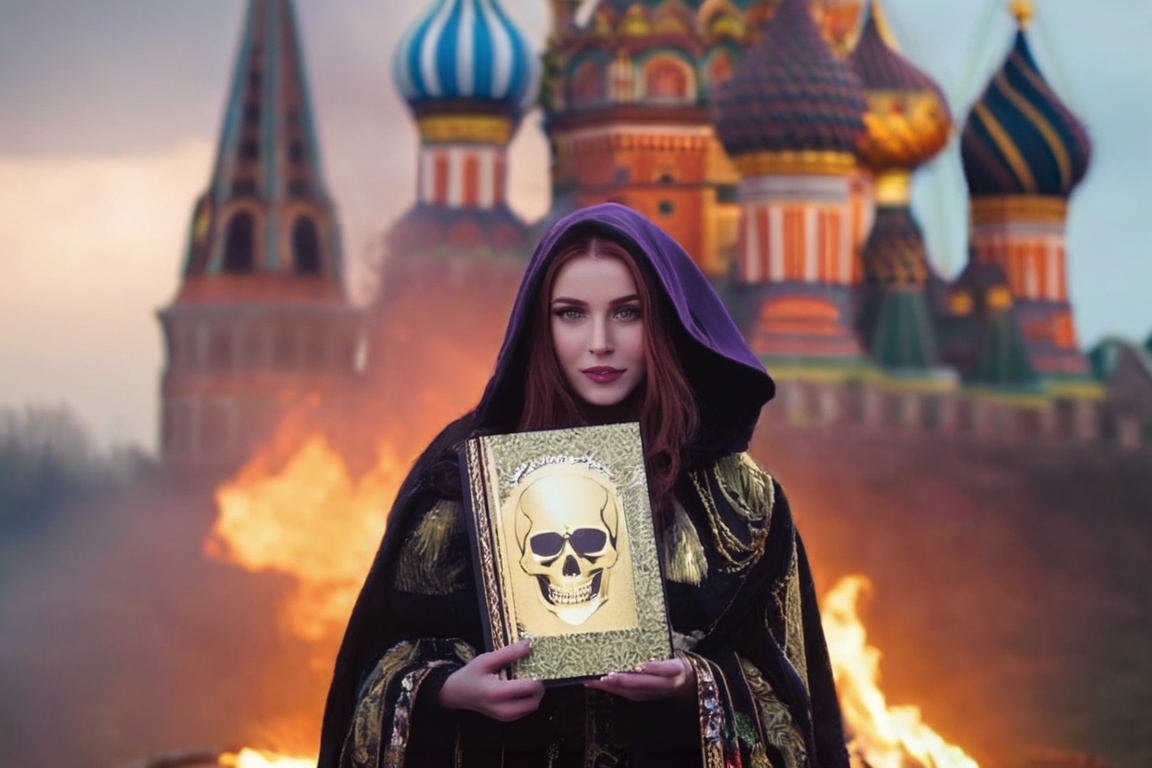 realistic breathtaking epic portrait of touching by her necromancy magic book with intricate decoration,  wearing black-vi...