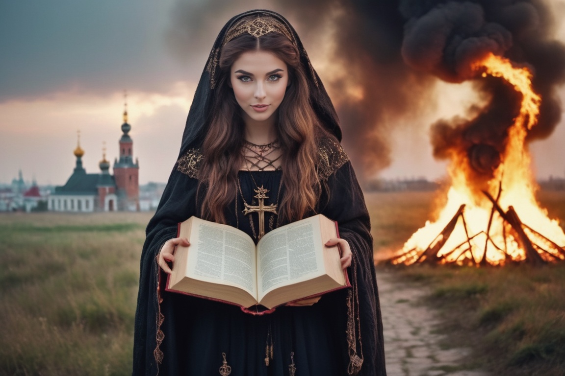 breathtaking epic portrait of touching by her necromancy magic book intricately crafted by ancient demons,  wearing [ : di...