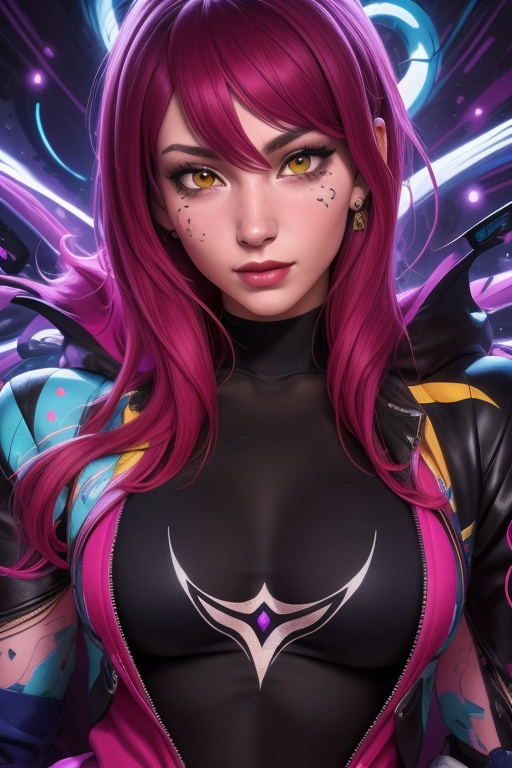 Evelynn is a handsome young man,  21 years old. Se has a short purple hair,  yellow eyes. red sunglass. wearing a jacket o...