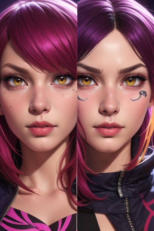 Evelynn is a handsome young man,  21 years old. Se has a short purple hair,  yellow eyes. red sunglass. wearing a jacket o...