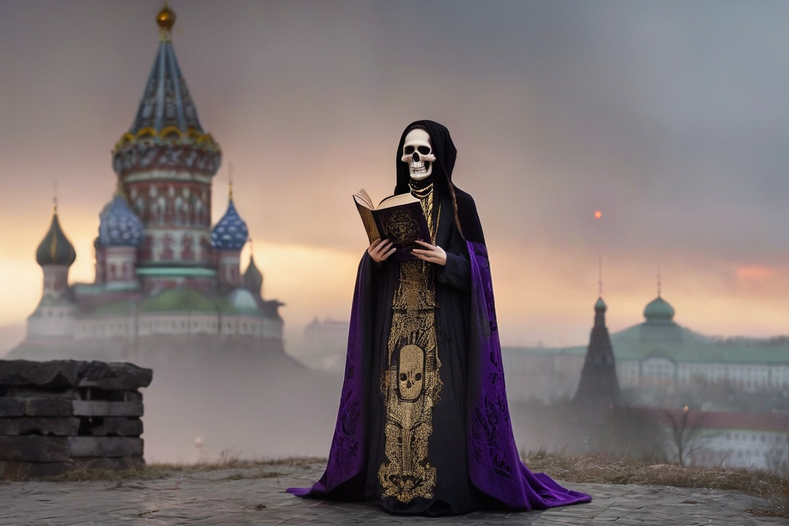 realistic breathtaking epic portrait of touching by her necromancy magic book with intricate decoration,  wearing black-vi...