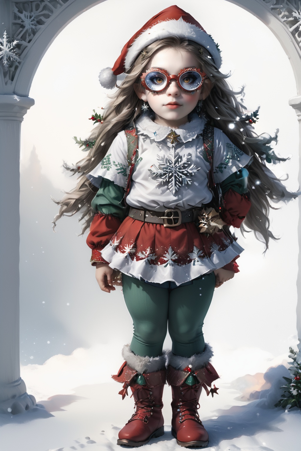 portrait of dwarf **** girl with christmas red dwarf clothes,  full shot (FS),  ((full body with legs)) on Tensor.Art