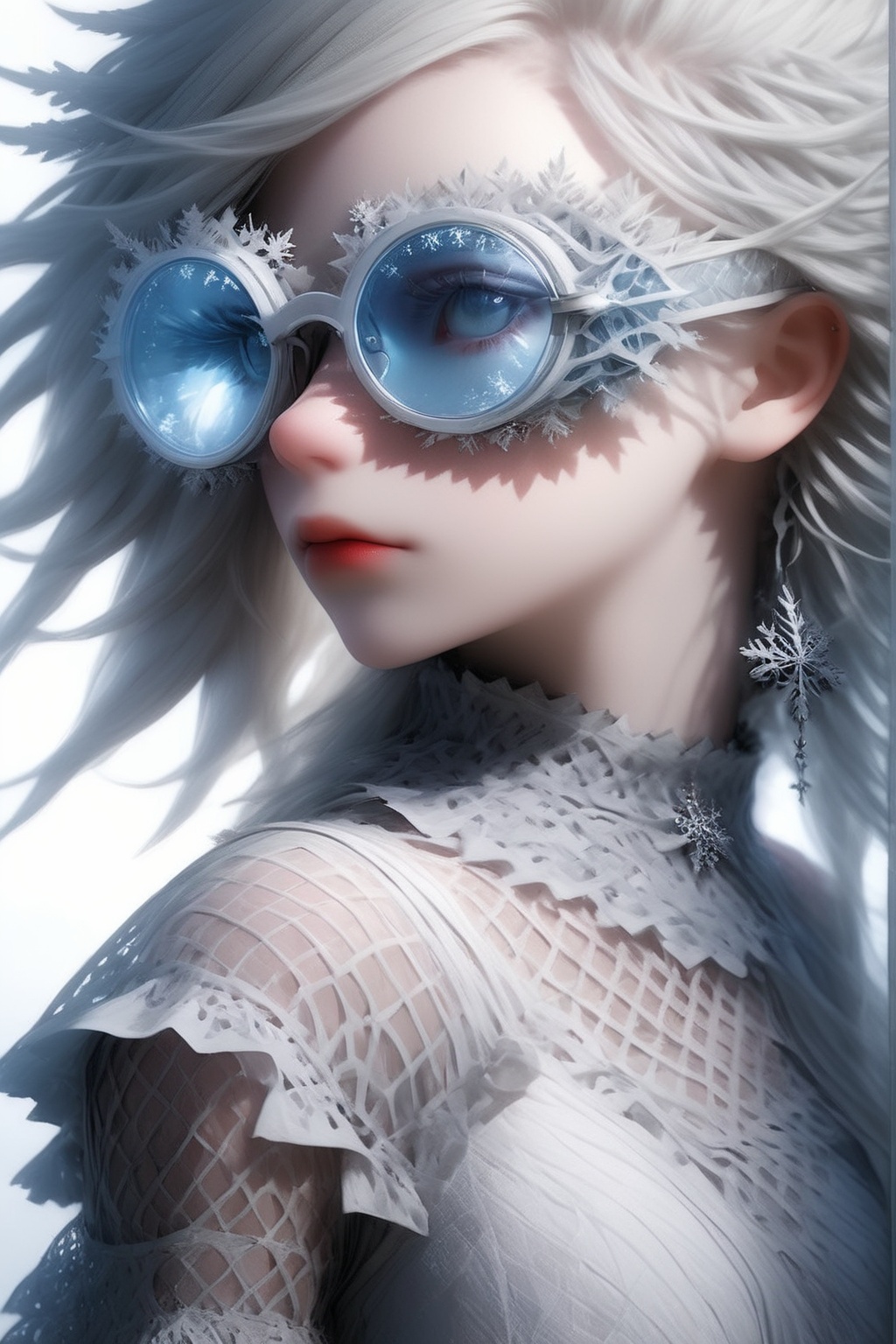 1 girl,  (masterful),  albino demon girl with lethargic sleepy smokey eyes on Tensor.Art