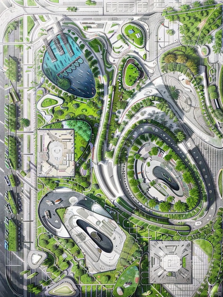 Topview,generaldrawing,masterplan,water,tree,丝路10,Topview,greenland,road,丝路,lake, land 9