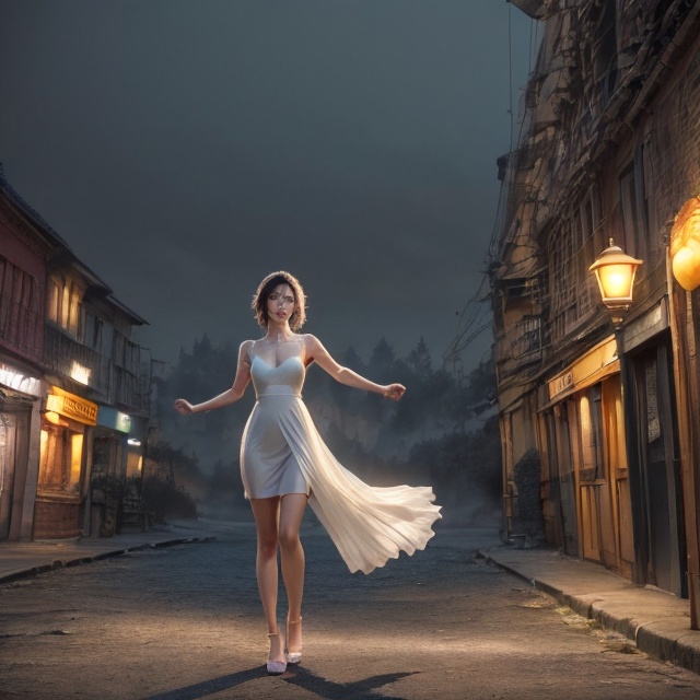 1girl,  Female angel in white transparet revealing dress,  (full body) on Tensor.Art