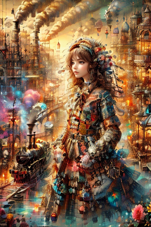solo girl with (black lolita dress) ,  inspired by an architectural style,  holding a case urban fairytale ambience on Ten...