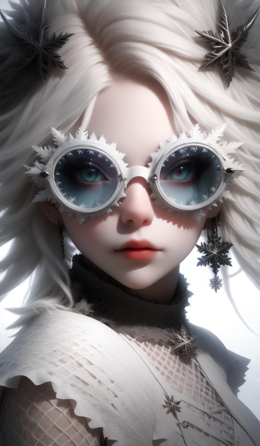 1 girl,  (masterful),  albino demon girl with lethargic sleepy smokey eyes on Tensor.Art