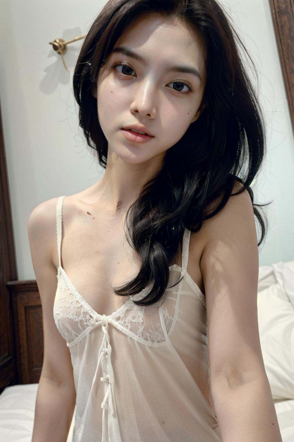 instagram photo of 20 years old girl,  negligee,  straight dark hair on Tensor.Art