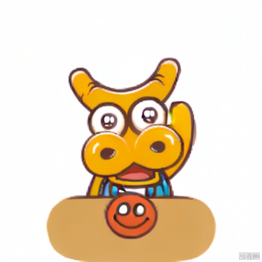 1 happy niu, crown, symbol-shaped pupils, smile, solo, blind box toy style, ray tracing, first-person view, UHD, super detail, best quality, high details, 4K
