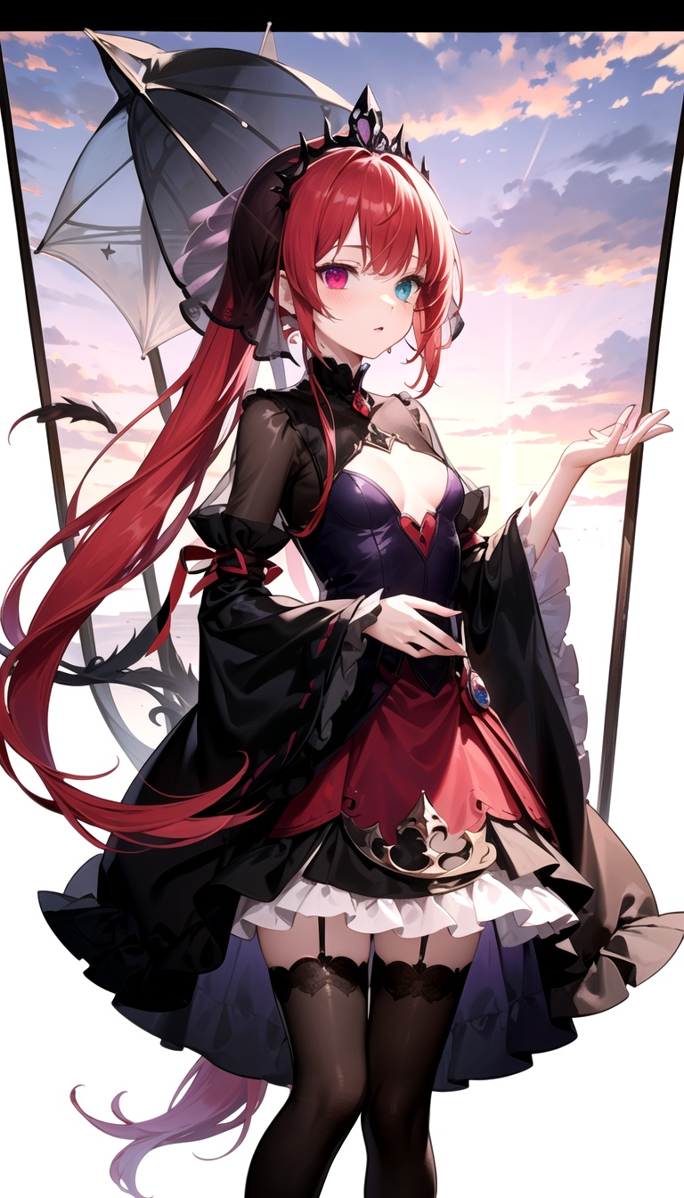 :1.0),  Top frilled dress,  Purple blue heterochromia on Tensor.Art