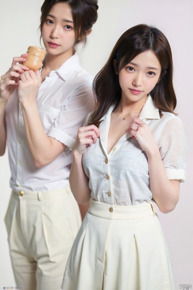 masterpiece,best quality,ultra high res; 1girl,white background, 
collared_shirt,skirt_suit, takei film