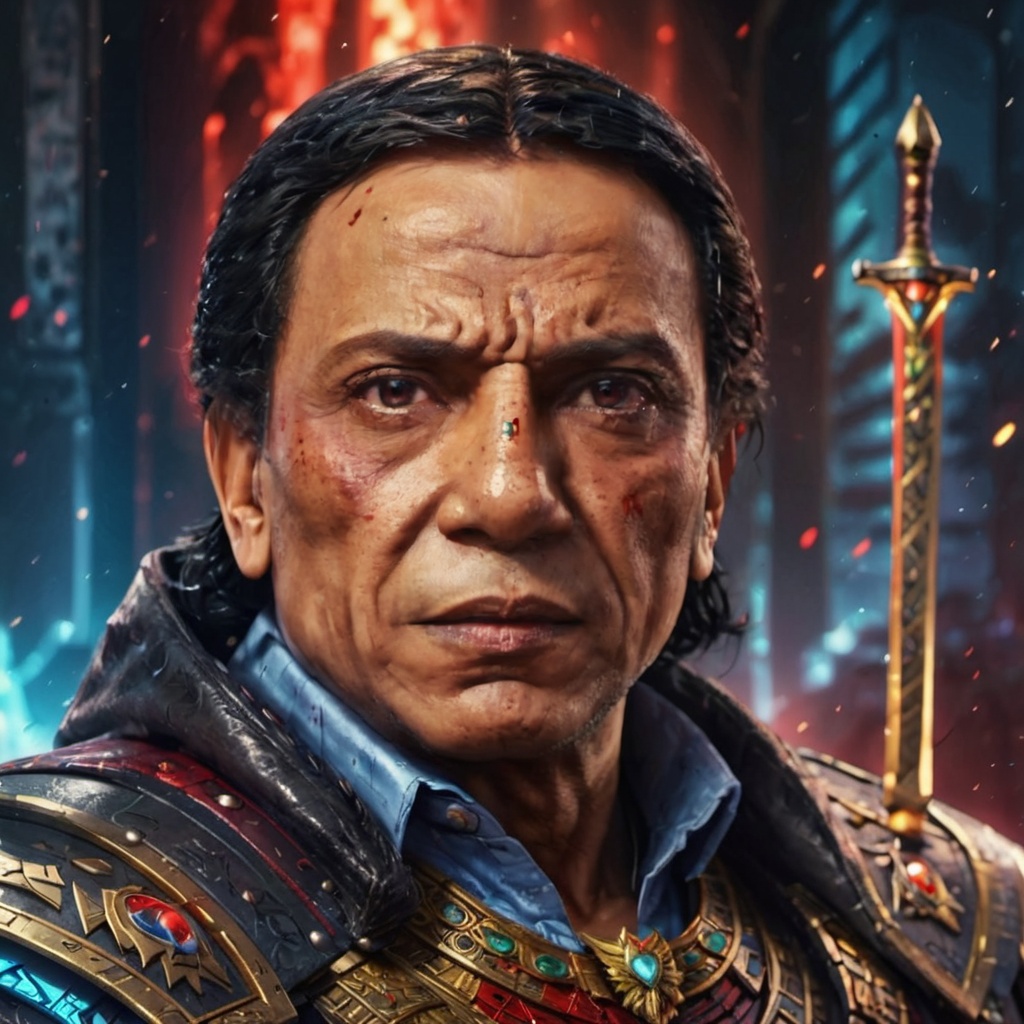 Portrait of egyptian warrior phoroh king,  evil look,  blood on face on Tensor.Art
