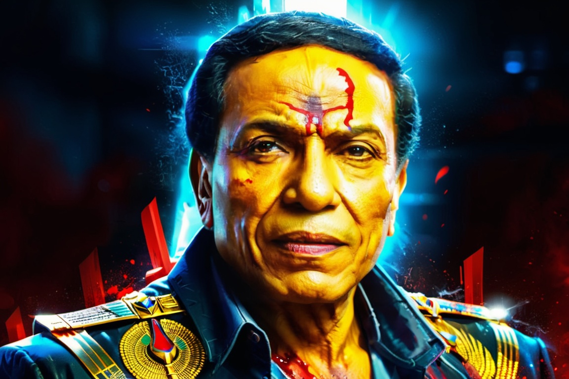 Portrait of egyptian warrior phoroh king,  evil look,  blood on face on Tensor.Art