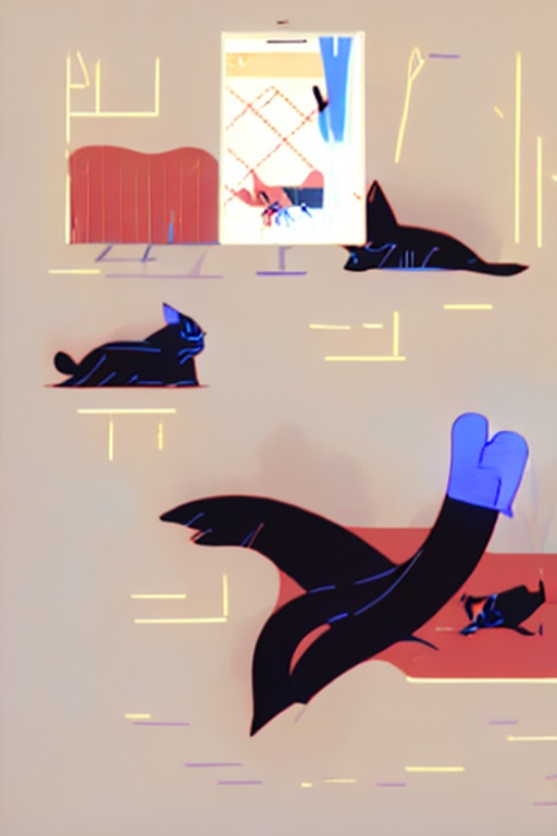 cat,  Flat Illustration on Tensor.Art