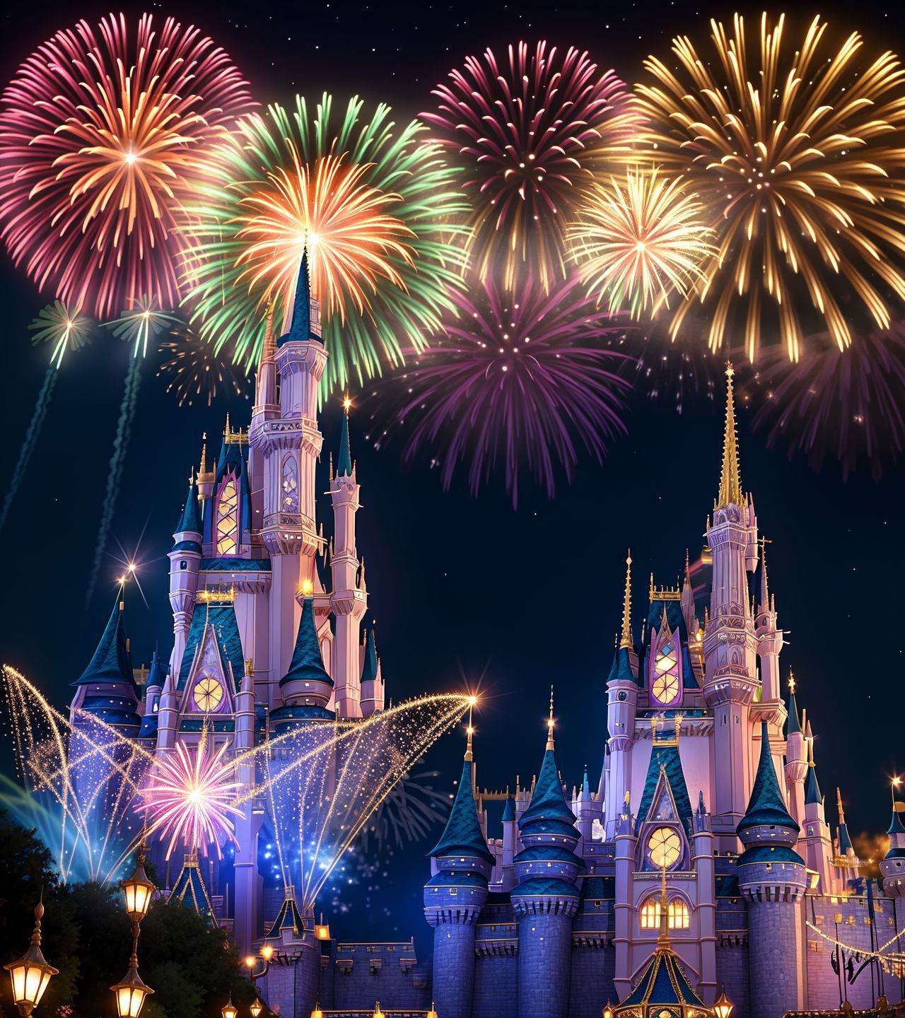 Julia Roberts is Tinkerbell flying over the Magic Kingdom,  disney style,  whimsical lighting on Tensor.Art