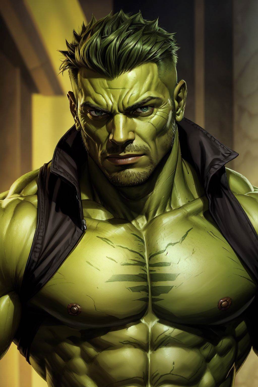1man,  solo,  portrait of muscular skrull invasion on Tensor.Art