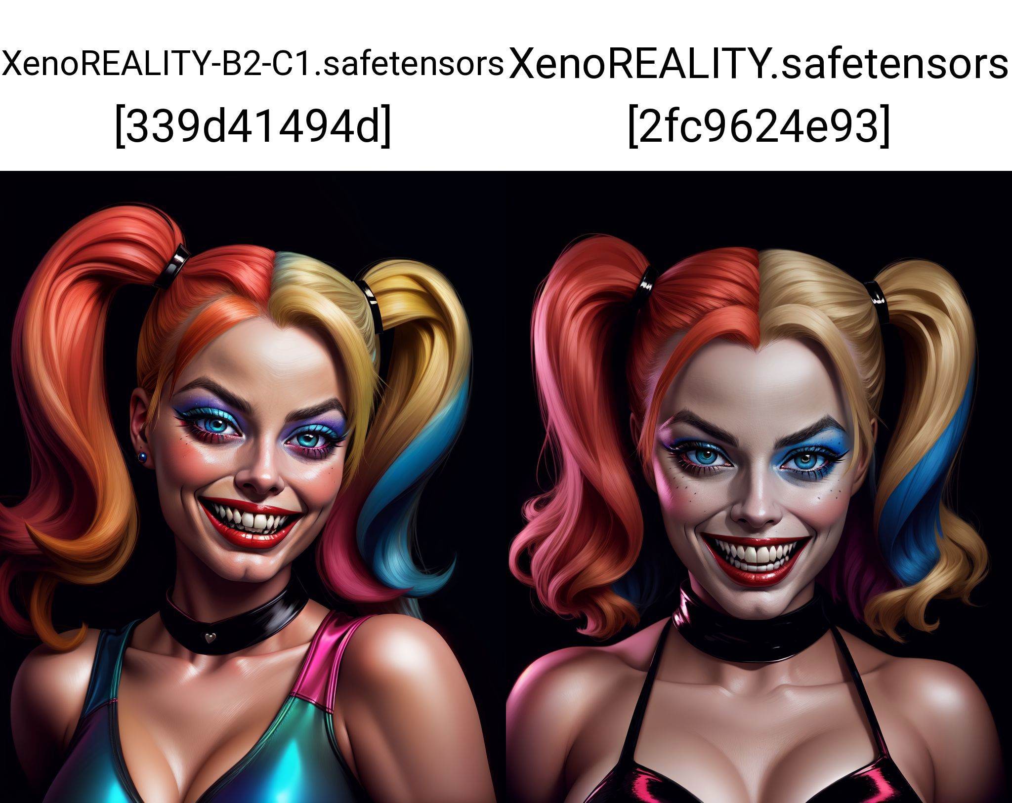 photo RAW,  1/2 shot portrait,  Margot Robbie is Harley Quinn on Tensor.Art