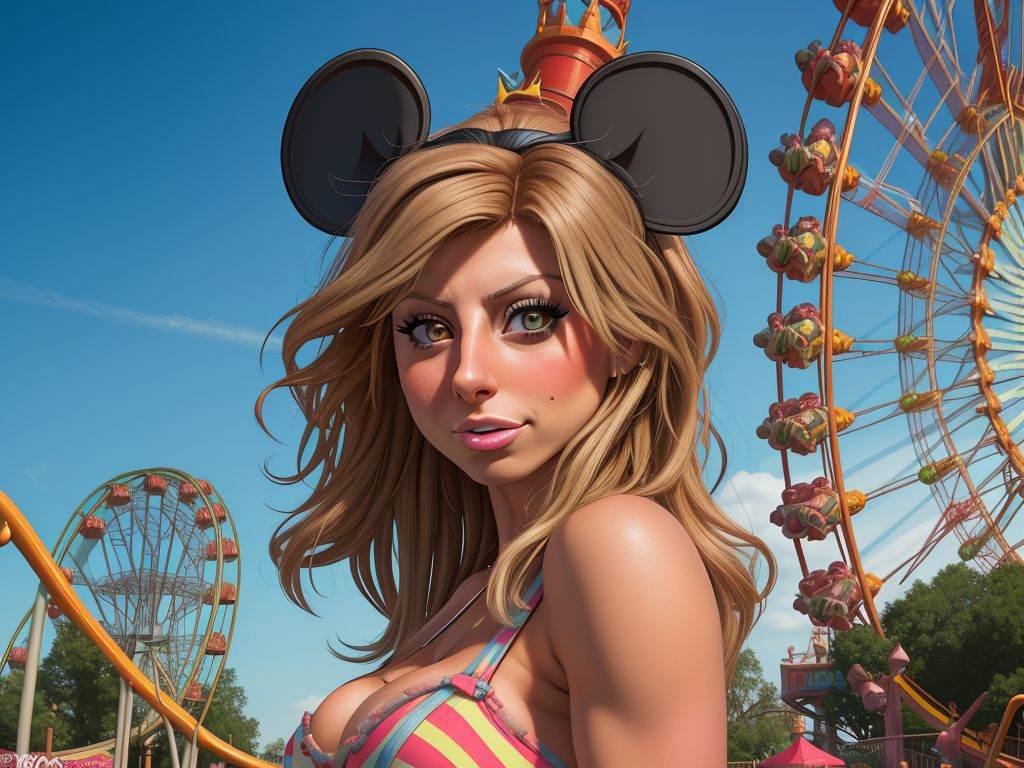photo RAW,  portrait,  [Aly Michalka|Madison Ivy] at the amusement park on Tensor.Art