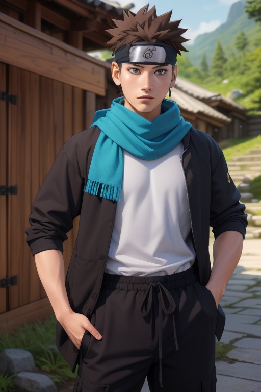 Konohamaru Sarutobi is a handsome 17-year-old young man. He has long,  wavy spiked grayish-brown hair,  blue eyes. Skinny...