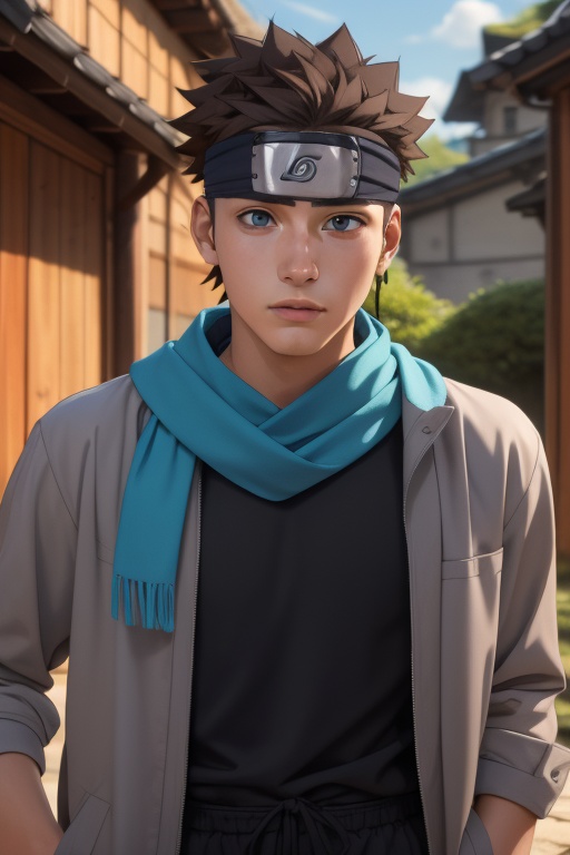 Konohamaru Sarutobi is a handsome 17-year-old young man. He has long,  wavy spiked grayish-brown hair,  blue eyes. Skinny...