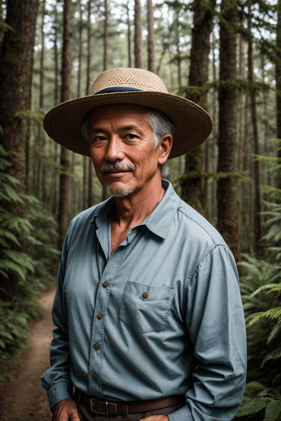 RAW photo,  a portrait photo of 55 y.o man,  traveler clothes on Tensor.Art