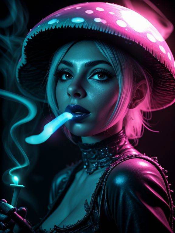 Bonezie420 smoking marijuana ,  puffs of smoke,  bioluminescence on Tensor.Art