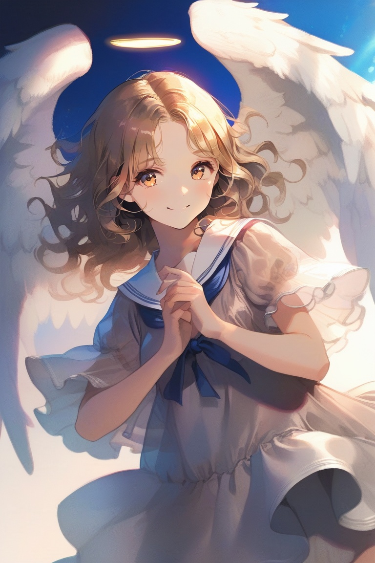Smile cute girl,  angel,  with summer dress on Tensor.Art