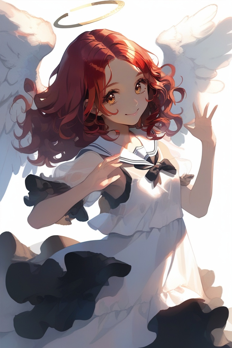 Smile cute girl,  red hair,  angel on Tensor.Art
