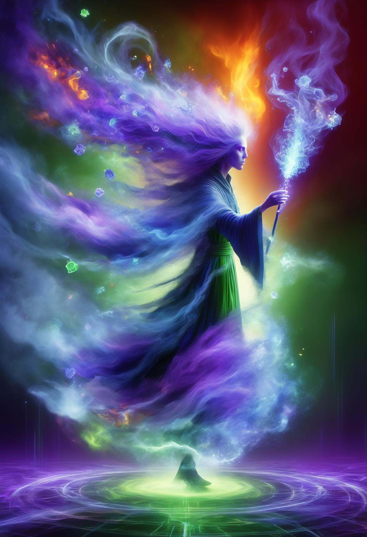 DonMD1g174l4sc3nc10nXL,  DonMM1y4XL female spellcaster,  fire breathing toxic magic swirling by DonMischo on Tensor.Art