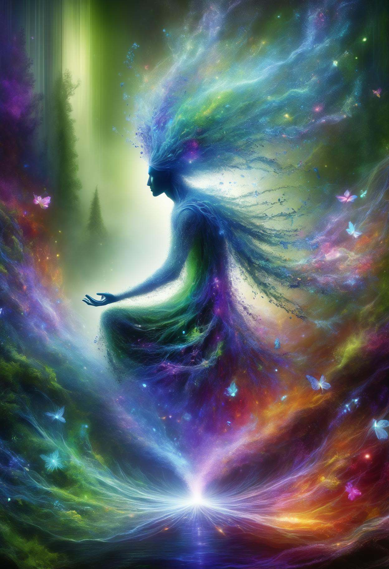 DonMD1g174l4sc3nc10nXL,  DonMM1y4XL male enchantress vibrant swirling aura,  deep greens and browns on Tensor.Art