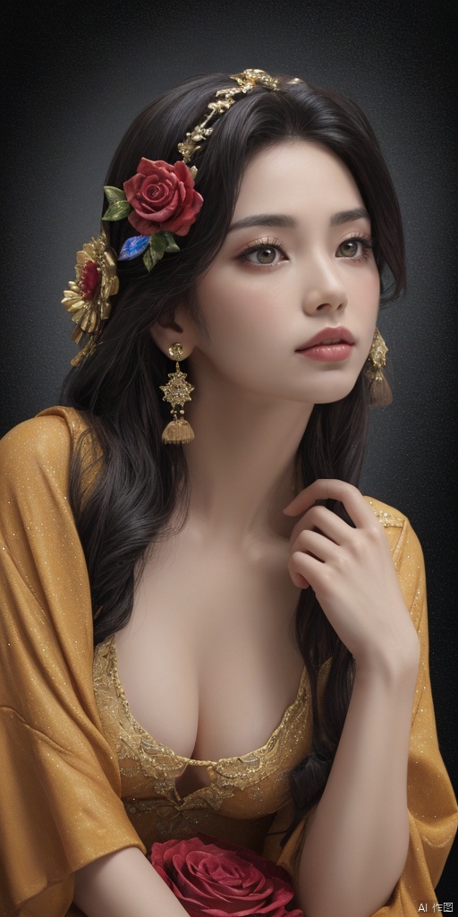 1girl,  Han Chinese girls,  yellow Hanfu on Tensor.Art