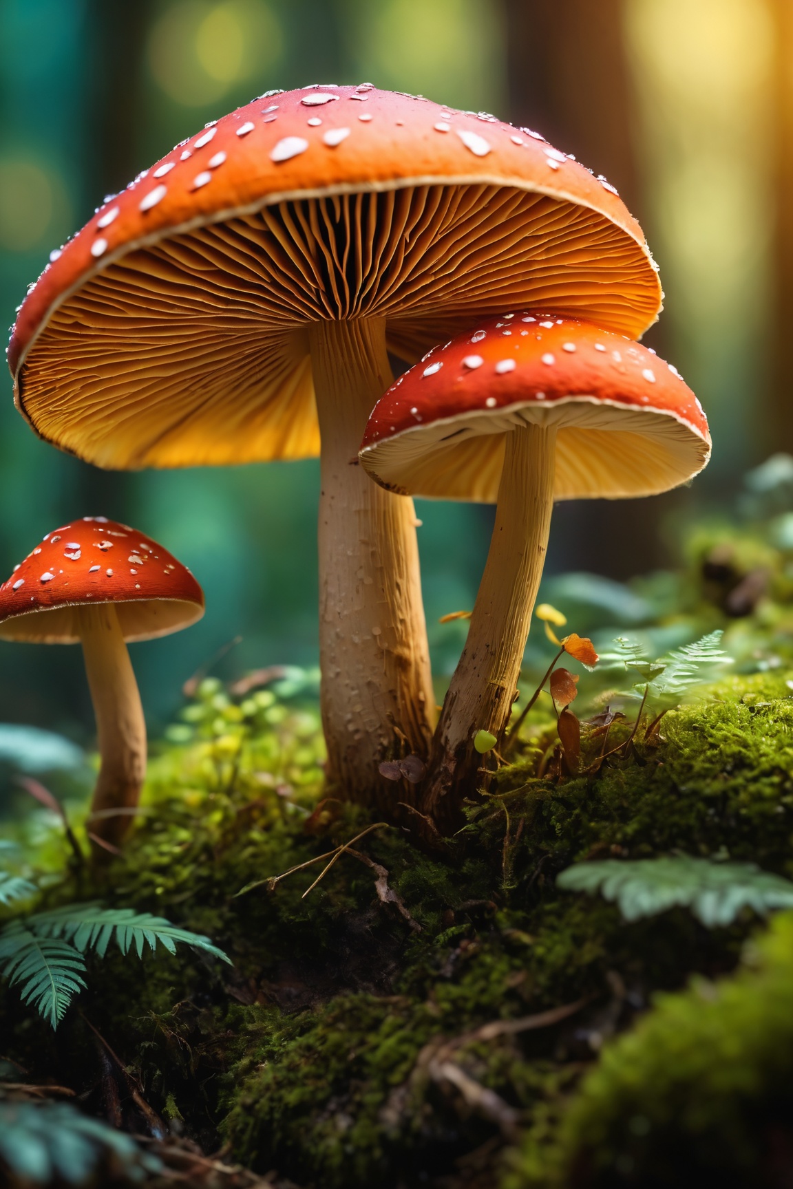 (best quality,4k,8k,highres,masterpiece:1.2),ultra-detailed,realistic, colorful mushrooms, close up, macro photography, vibrant colors, intricate patterns, magical forest theme, dreamlike atmosphere, soft lighting, bokeh, surreal art style