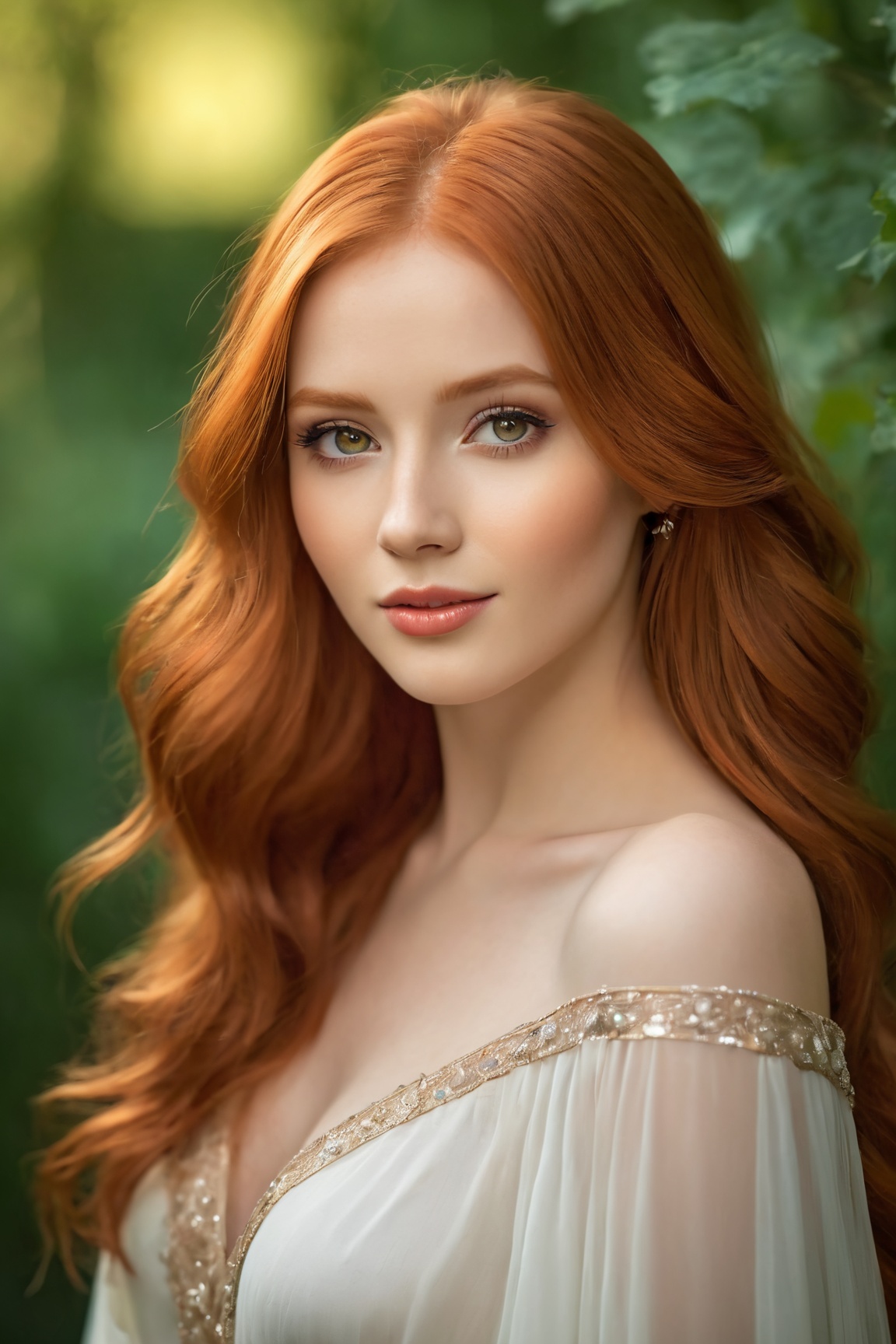 beautiful,Tatar red-haired girl,good figure,(best quality,4k,8k,highres,masterpiece:1.2),ultra-detailed,(realistic,photorealistic,photo-realistic:1.37),vivid colors,portraits,beautiful detailed eyes,beautiful detailed lips,extremely detailed eyes and face,long eyelashes,stylish clothes,dazzling smile,confident pose,soft lighting,flowing red hair,fair skin,graceful appearance,captivating gaze,natural beauty,striking features,delicate facial structure,elegant posture,lush red hair cascading down,Fairytale-like atmosphere,serene garden setting,subtle shadows,hint of mystery,ethereal beauty,delicate features,subtle expression of beauty,enchanting aura,sublime presence,impeccable attention to detail,warm color palette,subtle color gradients,subdued tones,rich texture,harmonious composition,mesmerizing gaze,soft, diffused lighting,romantic atmosphere.