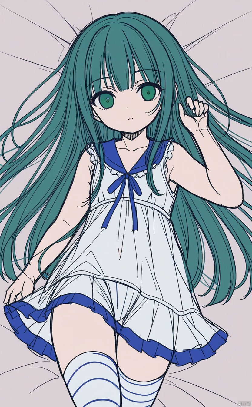 masterpiece,best quality,very long hair,cowboy shot,moinsun,moinsun,moinsun,moinsun,moinsun,moinsun,moinsun,moinsun,1girl,solo,striped,underwear,long_hair,sketch,green_eyes,striped_thighhighs,stuffed_toy,ribbon,stuffed_animal,lying,num32,