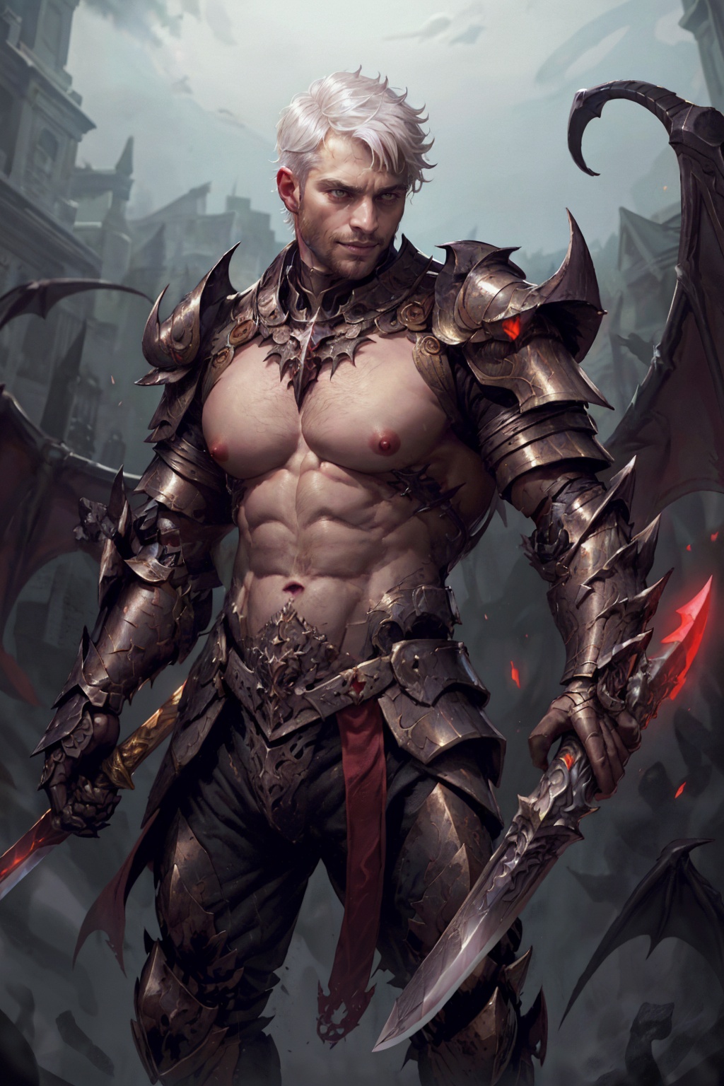 a european male wearing ),  demonicarmor,  pauldrons on Tensor.Art