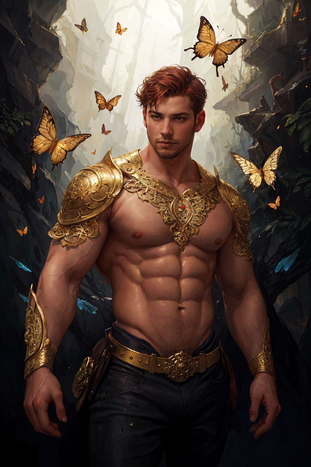 portrait of a handsome rugged redhead male,  elegant,  highly detailed on Tensor.Art
