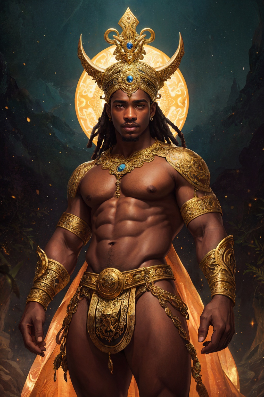 an african male god,  legendary deity,  ornate divine clothing on Tensor.Art