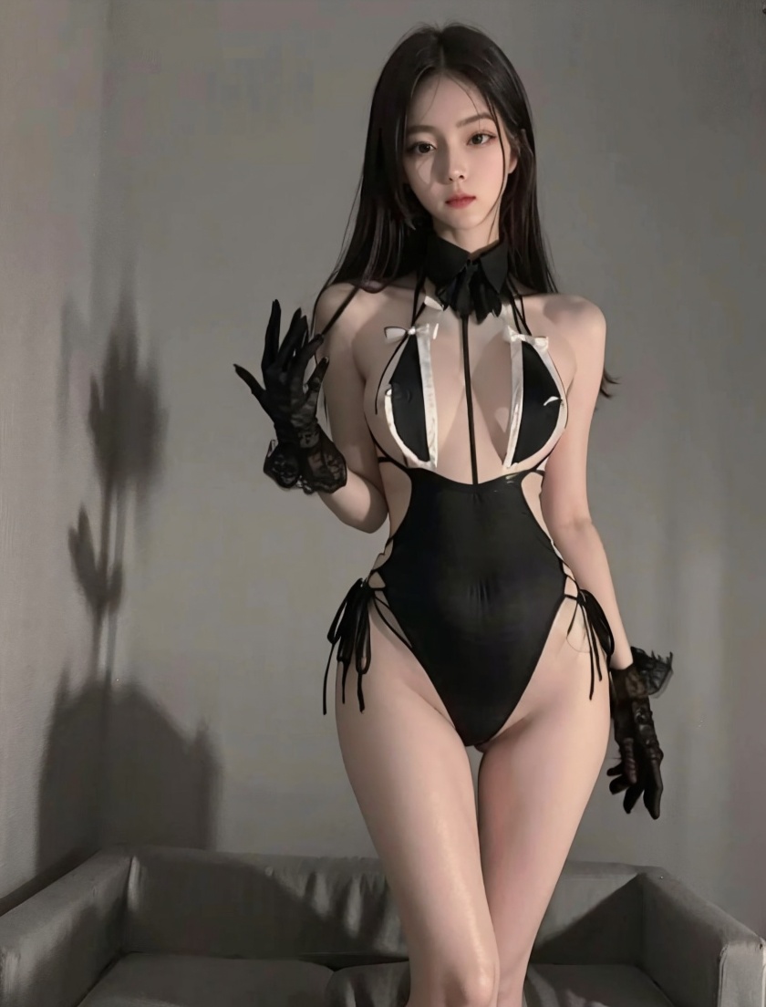 (masterpiece, best quality:1.4),finely detailed,1girl,solo,pale skin,perfect body,standing,leotard,black gloves,black leotard,gloves,<lora:killer性感透视镂空网袜兔女郎9v1.0-000008:0.8>,