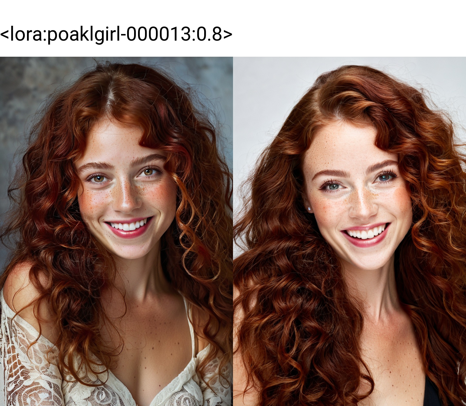 beautiful lady,(freckles),big smile,ruby eyes,long curly hair,dark makeup,hyperdetailed photography,soft light,head and shoulders portrait,cover,(poakl),((poakl)),<lora:poaklgirl-000013:0.8>,