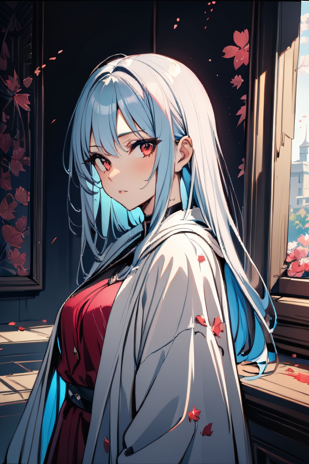 1girl,  Light blue hair,  red eyes on Tensor.Art