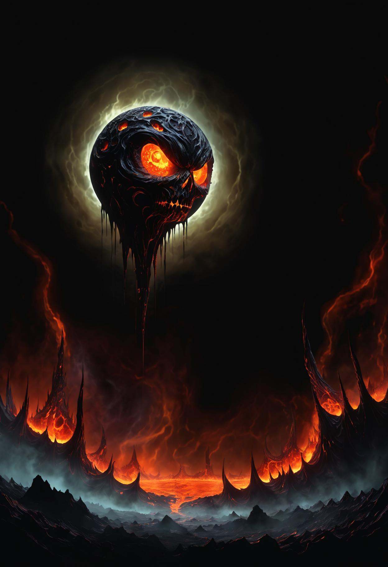 DonM3v1lM4dn355XL,  female shadowmancer magma magic globs of molten rock,  bubble and churn by DonMischo on Tensor.Art