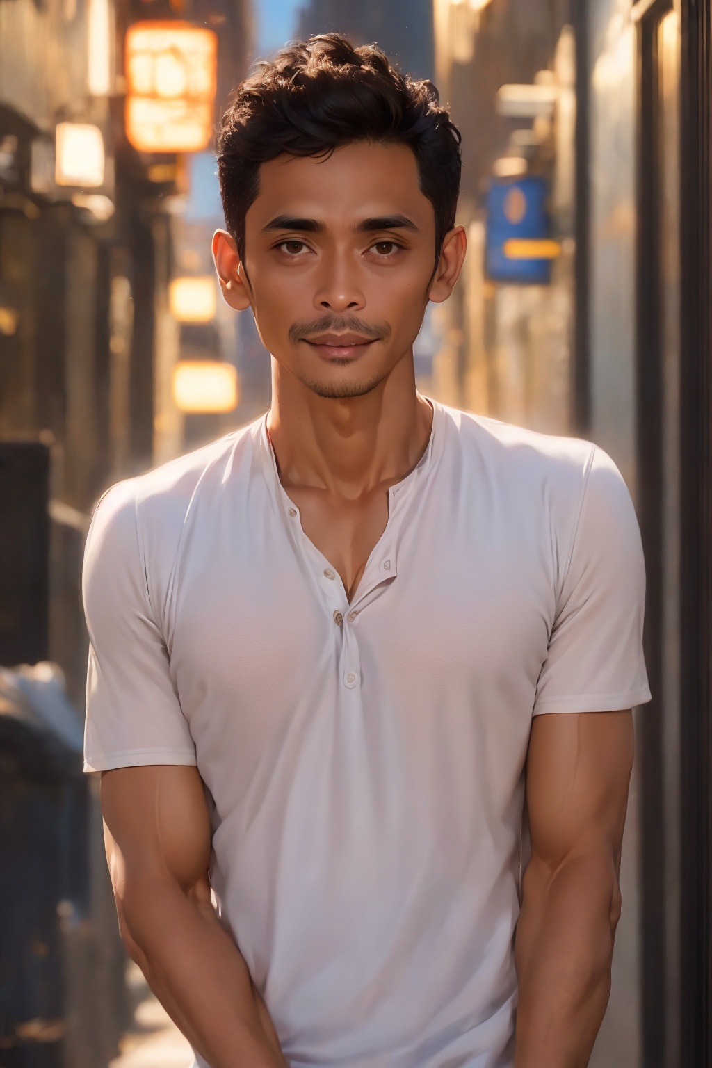 A photograph of a handsome young man,  indonesian,  40 yo on Tensor.Art