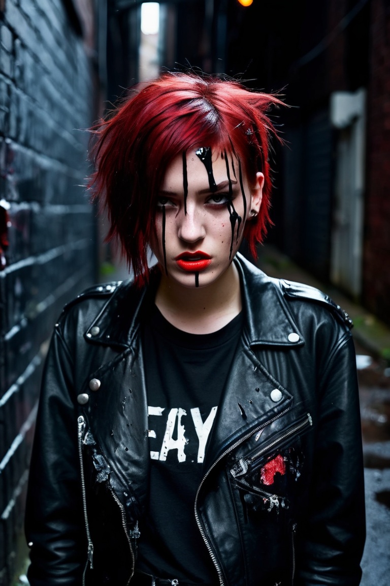 teenage girl on a backstreet alley,  teary eyes,  teenage outfit on Tensor.Art