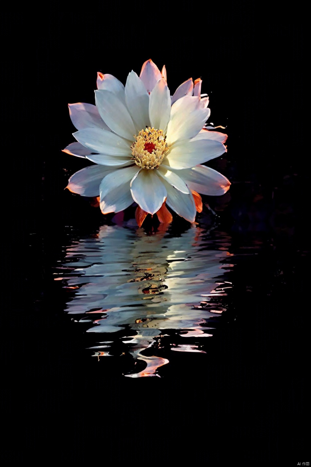  /flower/,Delicate, smooth, tender,
￼
solo
￼
simple background
￼
flower
￼
no humans
￼
glowing
￼
black background
￼
reflection
￼
