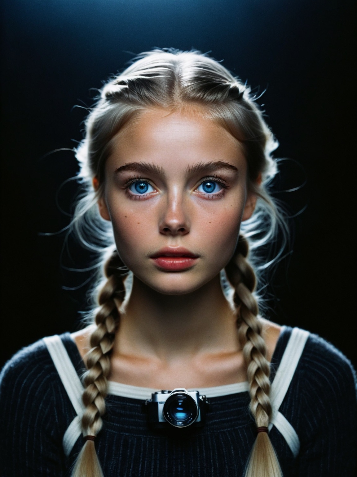 cinematic still medium shot of a young Icelandic woman,  ideal face,  blue eyes on Tensor.Art