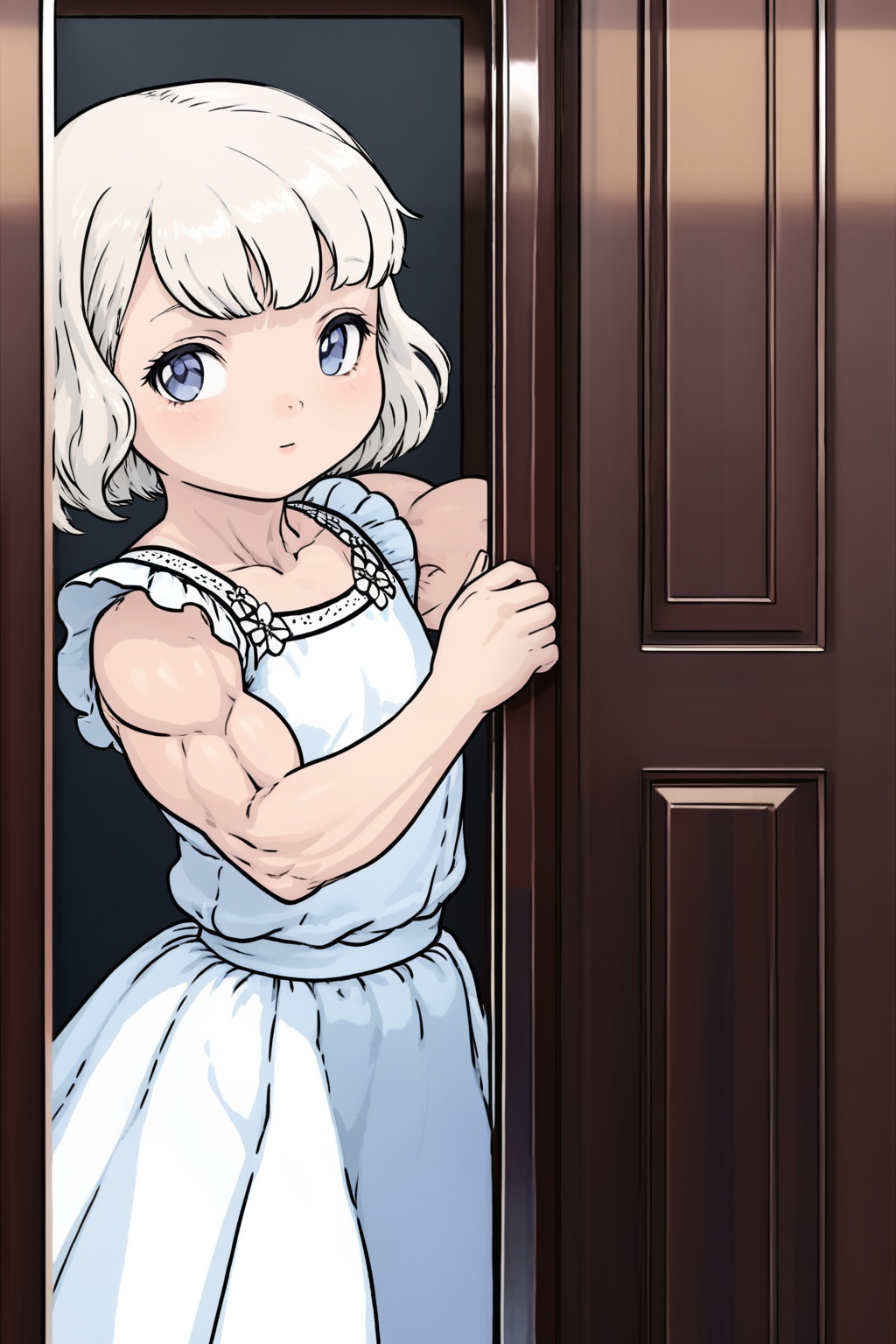 a 10 year old muscular girl,  in dress,  from the 30s on Tensor.Art
